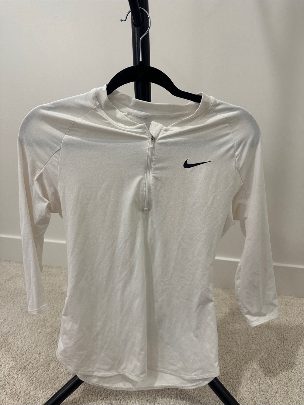 Nike White Kids' Long-Sleeve Half-Zip Performance Top